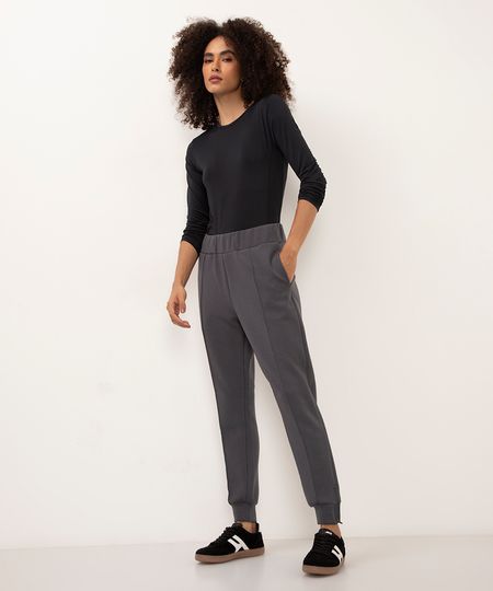 calça de moletom carrot com zíper esportiva ace chumbo G calça de moletom carrot com zíper esportiva ace chumbo G