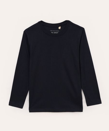 camiseta infantil de algodão manga longa azul marinho 4 camiseta infantil de algodão manga longa azul marinho 4