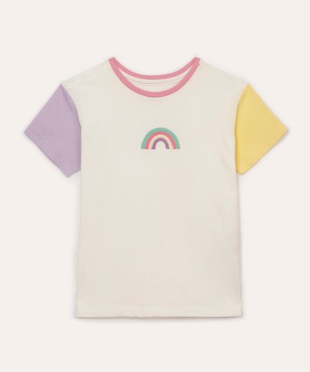 camiseta de algodão infantil arco íris off white 1