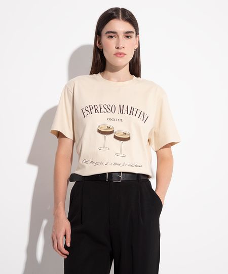 camiseta de algodão manga curta espresso mindset bege G