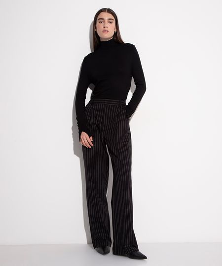 calça de alfaiataria risca de giz mindset preto 34