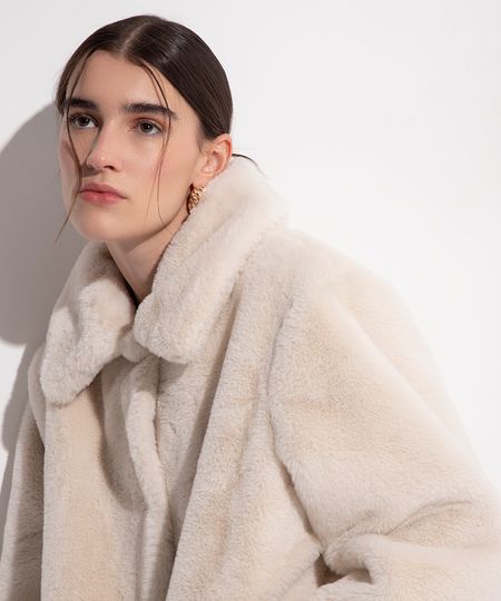 casaco de pelúcia oversized mindset - off white P