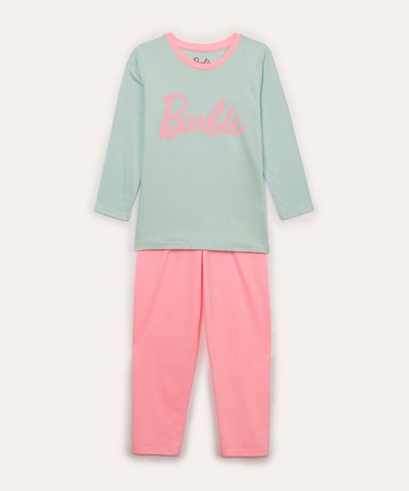 pijama de algodão infantil barbie azul claro 12