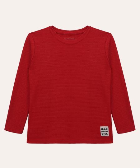 camiseta texturizada infantil manga longa vermelha 4