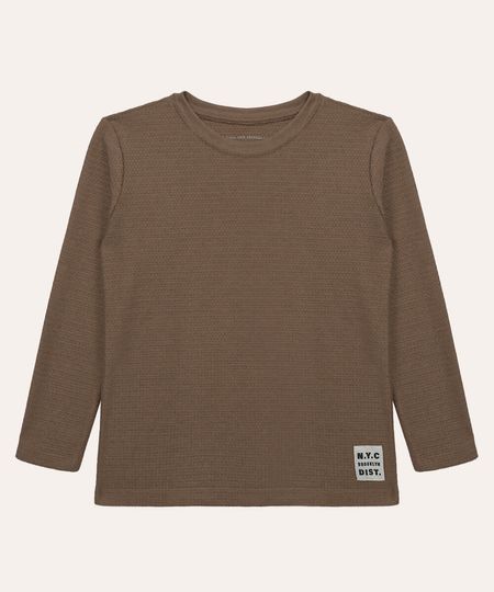 camiseta texturizada infantil manga longa marrom 6