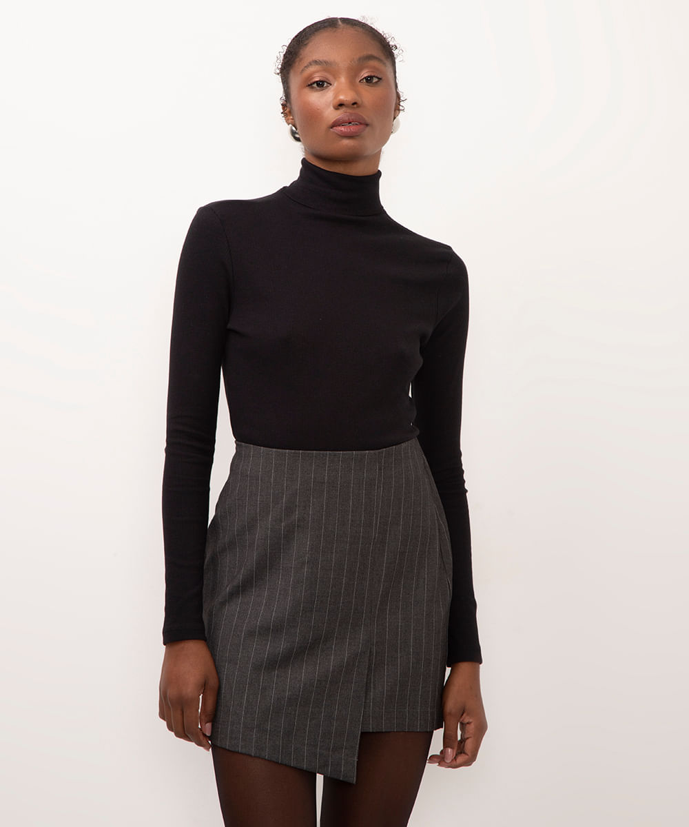blusa feminina de algodão gola alta preta