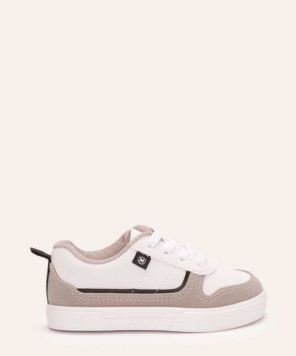 tênis casual com recorte camurça branco 21