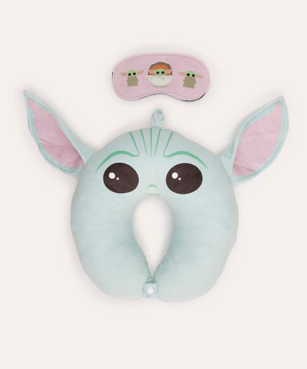 apoio de pescoço com máscara de dormir baby yoda verde UNICO