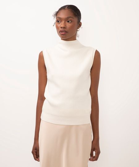 colete de tricot gola alta off white GG colete de tricot gola alta off white GG
