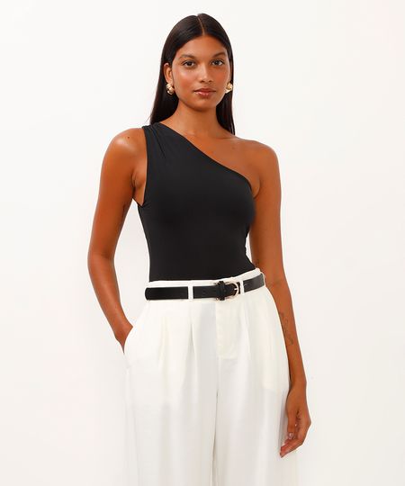 body assimétrico ombro único preto PP body assimétrico ombro único preto PP