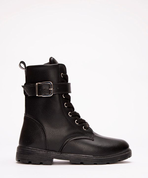 bota coturno infantil com fivela preto 30