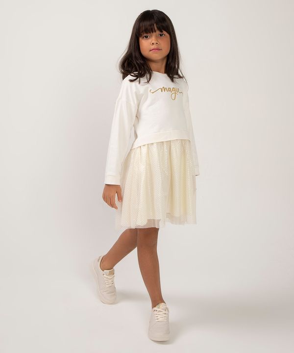 vestido infantil manda longa moletinho magic bege 8