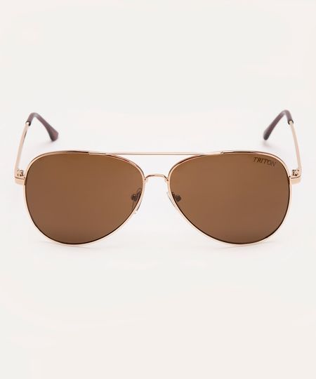 óculos de sol aviador triton dourado UNICO