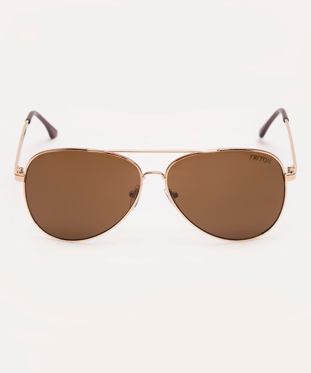 óculos de sol aviador triton dourado