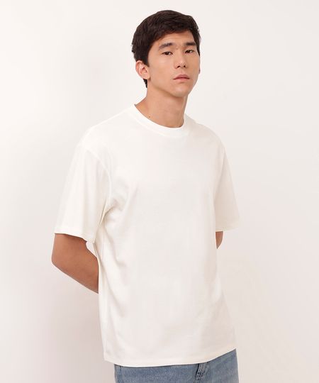 camiseta de algodão peruano manga curta off white PP