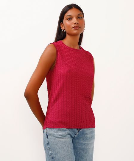 regata texturizada gola redonda rosa PP regata texturizada gola redonda rosa PP