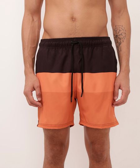 short cós com elástico bicolor laranja M short cós com elástico bicolor laranja M