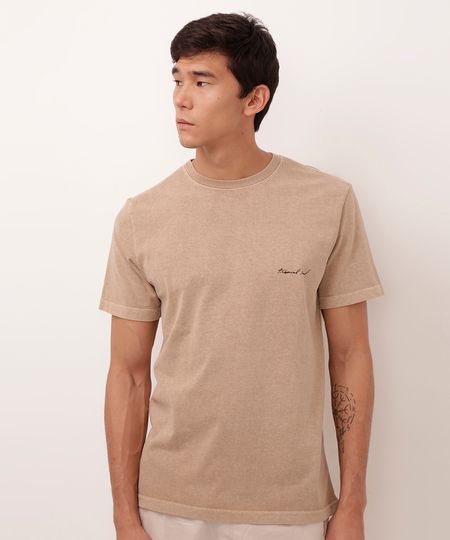 camiseta de algodão manga curta tropical soul bege M