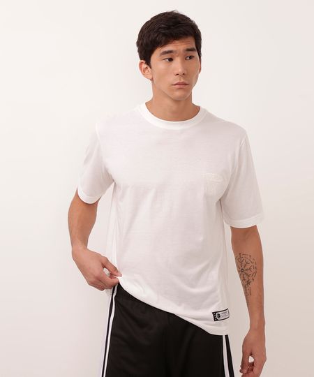 camiseta de algodão oversized basquete esportivo ace off white P