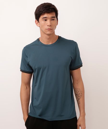 camiseta com contraste manga curta esportiva ace verde M