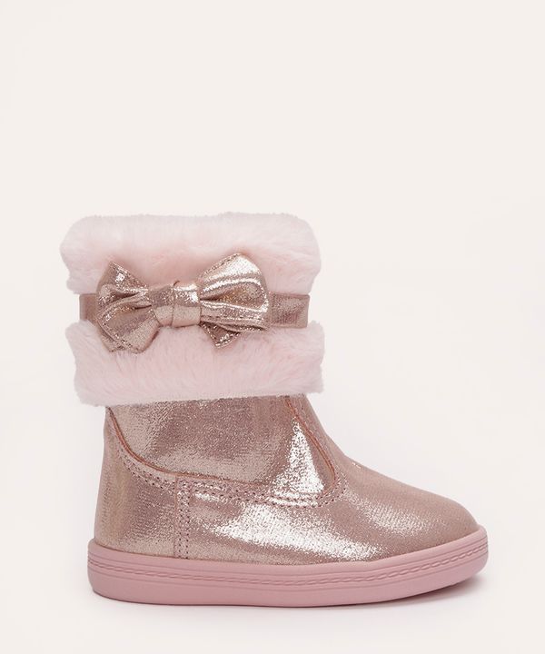 bota infantil com brilho e pelúcia molekinha rosa 21