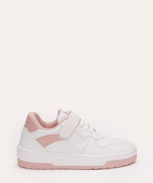tênis casual infantil com elástico e velcro branco 32