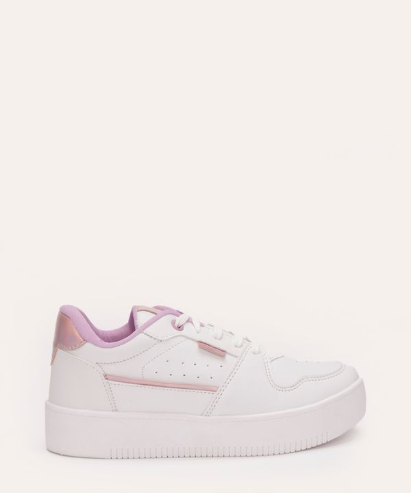 tênis casual infantil com recortes branco 33