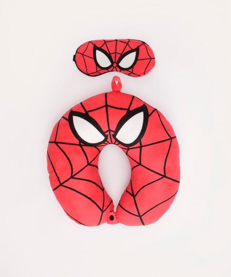 kit de apoio de pescoço homem aranha com máscara de dormir vermelho UNICO