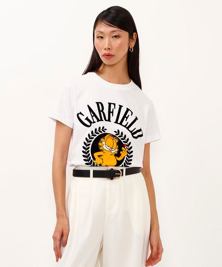camiseta de algodão manga curta garfield off white PP camiseta de algodão manga curta garfield off white PP