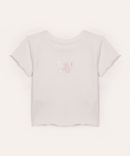 blusa de algodão infantil borboleta off white 1