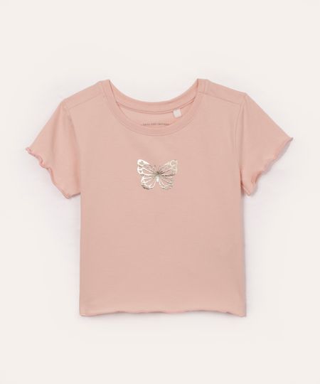 blusa de algodão infantil borboleta rosa 5