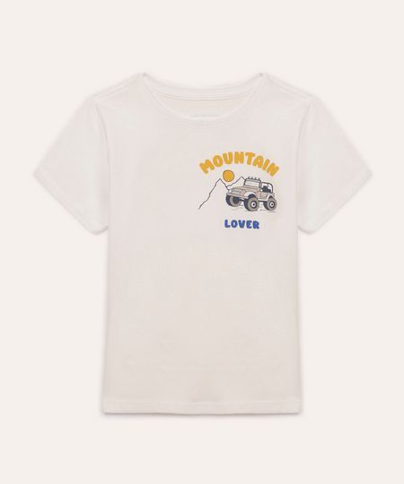 camiseta de algodão infantil mountain lover off white 2