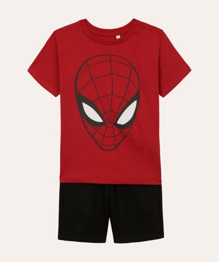 conjunto de algodão infantil homem aranha vermelho 4
