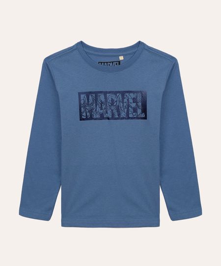 camiseta de algodão infantil marvel manga longa azul 8