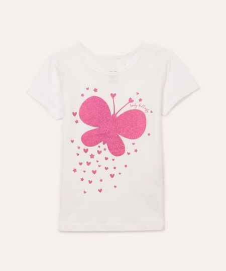 camiseta de algodão infantil borboleta off white 1