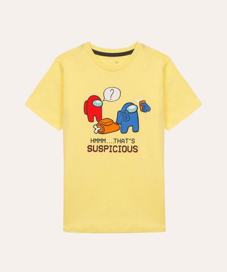 camiseta de algodão infantil among us manga curta amarelo 4