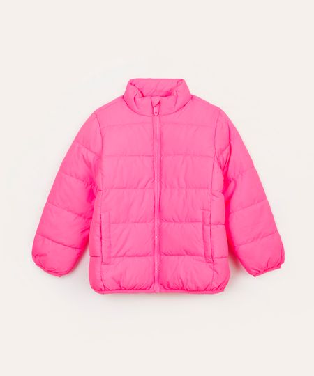 jaqueta puffer infantil gola alta rosa 4