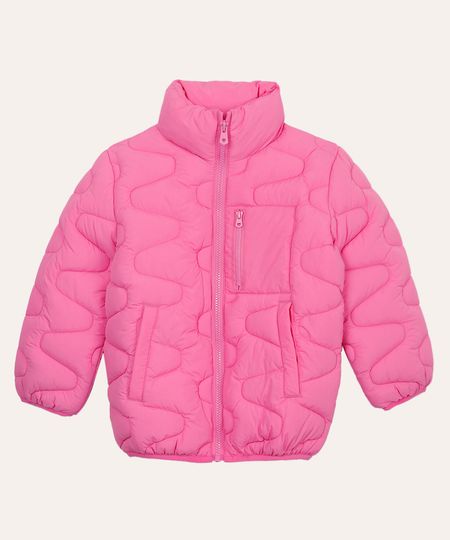 jaqueta puffer infantil gola alta ondas rosa 10