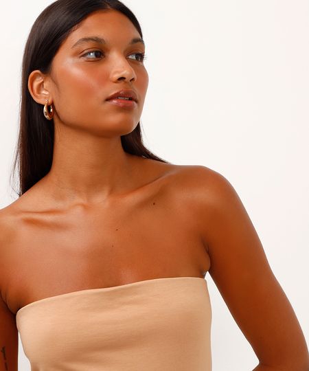blusa de viscose sem alça bege PP blusa de viscose sem alça bege PP