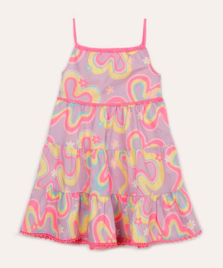 vestido de algodão infantil floral colorido 6