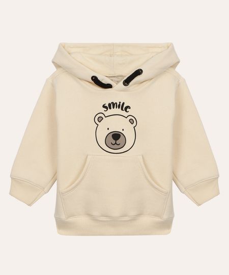 blusão de moletom infantil urso com capuz bege 1 blusão de moletom infantil urso com capuz bege 1