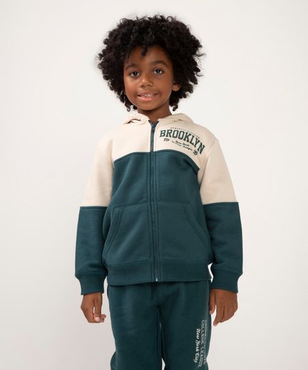 jaqueta de moletom bicolor infantil brooklyn verde 8