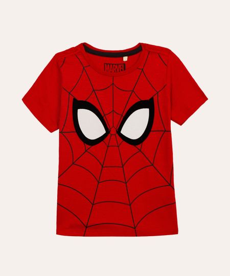 camiseta de algodão infantil homem aranha manga curta vermelha 1