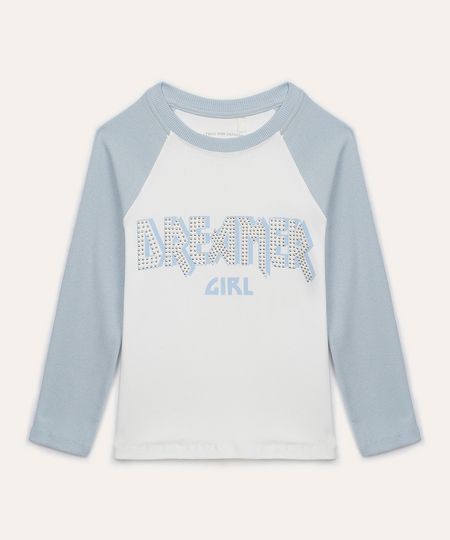 blusa de algodão infantil dreamer com brilho azul 4 blusa de algodão infantil dreamer com brilho azul 4