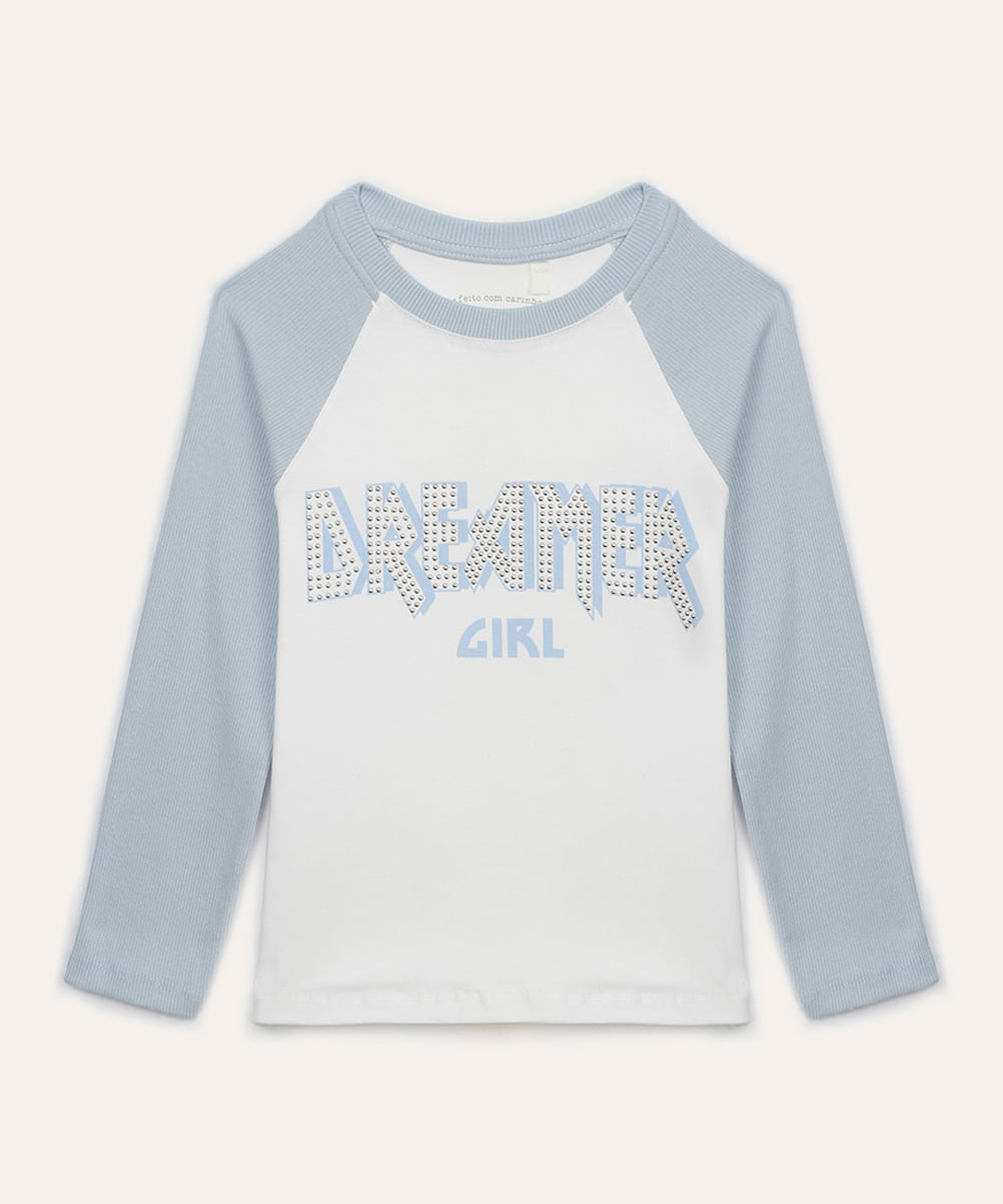 blusa de algodão infantil dreamer com brilho azul