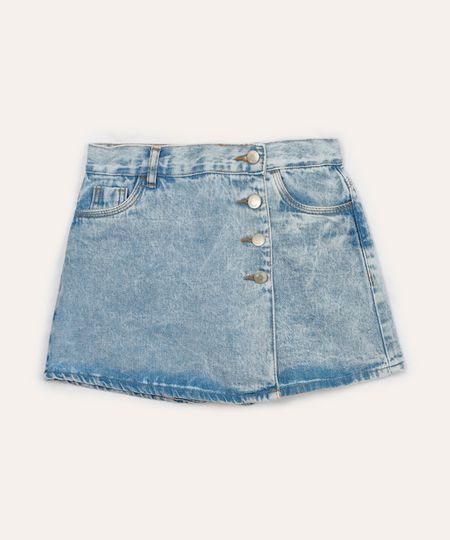 short saia jeans transpassado infantil azul 8