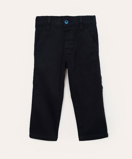 calça de sarja infantil com bolsos azul marinho 1