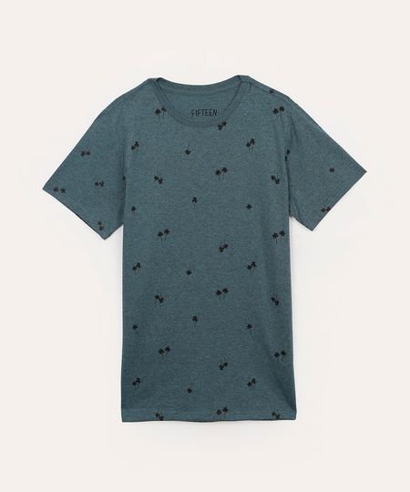 camiseta de algodão juvenil coqueiros manga curta azul 12