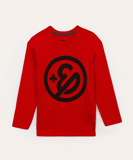 camiseta infantil de algodão enaldinho manga longa vermelho escuro 4
