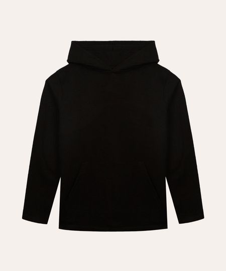 blusa de moletinho juvenil com capuz manga longa preta 10